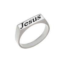Anel De Chapinha Gravado Jesus Prata 925 Kl Modelo 02 Anel De Chapinha Gravado Jesus Prata 925 Kl Modelo 02