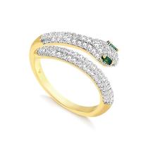 Anel De Cobra Serpente Verde Cravejado Folheado A Ouro 18k Anel De Cobra Serpente Verde Cravejado Folheado A Ouro 18k