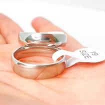 Anel de compromisso aliança de namora 6mm prata aço inoxidável romântico - Filó Modas