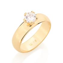 Anel de compromisso banhado ouro 3x 24k 18k e 22k noivado feminino 15 anos rommanel solitário zircônia 511401 Anel de compromisso banhado ouro 3x 24k 18k e 22k noivado feminino 15 anos rommanel solitário zircônia 511401