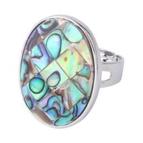 Anel De Concha Paua Prateada Para Homens E Mulheres, Presente Colorido De Verão Em Madre-Pérola
