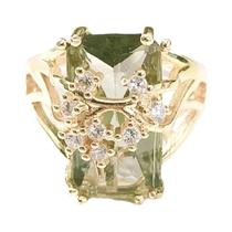 Anel De Coquetel Grande Em Zircônia Com Banho De Ouro Para Looks Diários E Festas
