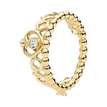 Anel de Coração, Estrela e Coroa Dourado - Luxo e Moda para Princesa