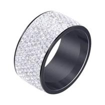 Anel De Cristal De 8 Fileiras Para Mulheres Em Aço Inoxidável, Joias De Casamento Com Cristal Da