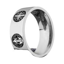 Anel De Cruz De Exorcismo De São Bento Em Aço Inoxidável Para Homens, Joia Simples De Amuleto Punk,