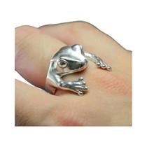 Anel De Declaração Unissex Redimensionável De Sapo Retrô Prateado Para Mulheres E Homens Presente De
