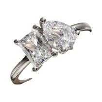 Anel De Dedo Feminino Em Prata Esterlina 925 Com Zircônia Cúbica Transparente Em Formato De Pêra,