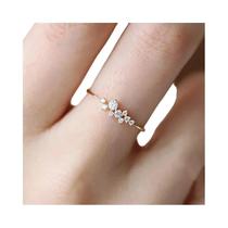 Anel De Dedo Fino Feminino Romântico Com Zircônia Brilhante, Cor Dourada, Joias Delicadas E Anel De Dedo Fino Feminino Romântico Com Zircônia Brilhante, Cor Dourada, Joias Delicadas E