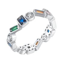 Anel De Dedo Irregular Empilhável Em Prata Esterlina 925 Com Zircônia Colorida Para Mulheres, Joia Anel De Dedo Irregular Empilhável Em Prata Esterlina 925 Com Zircônia Colorida Para Mulheres, Joia