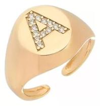 Anel De Dedo Mínimo Folheado A Ouro Com Letra Personalizada