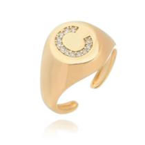 Anel De Dedo Mínimo Folheado A Ouro Com Letra Personalizada