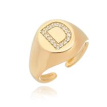 Anel De Dedo Mínimo Folheado A Ouro Com Letra Personalizada