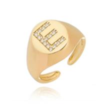 Anel De Dedo Mínimo Folheado A Ouro Com Letra Personalizada