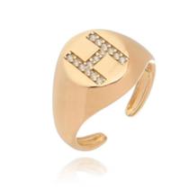 Anel De Dedo Mínimo Folheado A Ouro Com Letra Personalizada