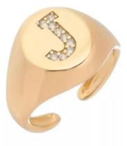 Anel De Dedo Mínimo Folheado A Ouro Com Letra Personalizada