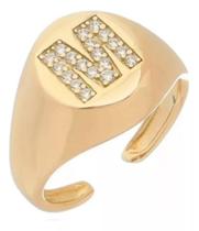 Anel De Dedo Mínimo Folheado A Ouro Com Letra Personalizada