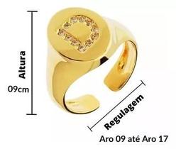 Anel De Dedo Mínimo Folheado A Ouro Com Letra Personalizada