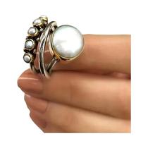 Anel De Dedo Vintage Boho Com Pérolas Falsas Para Mulheres, Joias Para Festas Anel De Dedo Vintage Boho Com Pérolas Falsas Para Mulheres, Joias Para Festas