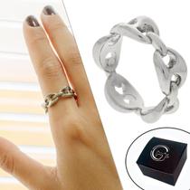 Anel de Elos Vazados Paládio / Prata - Medida Interna 18mm (Aro 17) Anel de Elos Vazados Paládio / Prata - Medida Interna 18mm (Aro 17)