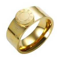 Anel De Esmalte Com Números Romanos Em Aço Inoxidável Banho De Ouro Para Mulheres, Joias Modernas