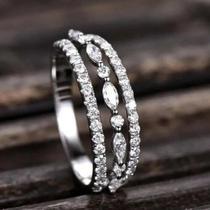 Anel De Festa De Casamento Feminino Elegante Com Zircônia Cúbica Branca Joias De Moda