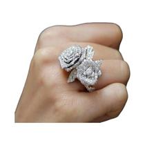 Anel De Festa Feminino Exquisito Com Zircônia Rosa, Joia Brilhante Em Forma De Flor Para Aniversário Anel De Festa Feminino Exquisito Com Zircônia Rosa, Joia Brilhante Em Forma De Flor Para Aniversário