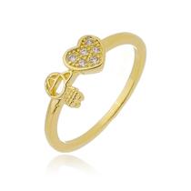 Anel de Filho Menino e Coração com Micro Zircônias Cristal Banhado a Ouro 18K Anel de Filho Menino e Coração com Micro Zircônias Cristal Banhado a Ouro 18K