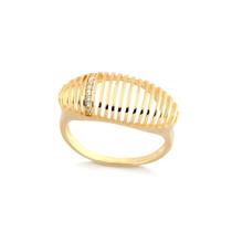 Anel De Fios Com Filete De Zircônias Folheado A Ouro