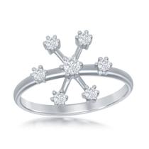 Anel de floco de neve Sterling Silver CZ, tamanho 9