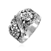 Anel de Flor e Ramos Em Prata - 1346