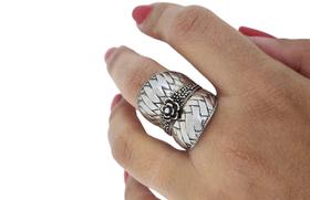 Anel de flor em prata 925 com marcassitas aro 21