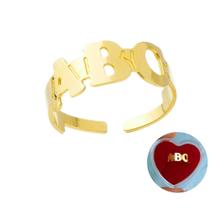 Anel De Formatura Abc Regulável - Folheado + Caixa Coração