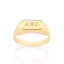 Anel de formatura banhado ouro 3x 24k 18k e 22k unissex rommanel fino com letras abc 513393 Anel de formatura banhado ouro 3x 24k 18k e 22k unissex rommanel fino com letras abc 513393