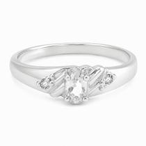 Anel de Formatura em Prata 925 com Zirconia Oval Branca - Justino Ribas