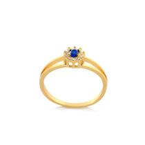 Anel De Formatura Feminino Azul Safira Banhado A Ouro