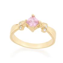 Anel de formatura feminino banhado ouro 3x 24k 18k e 22k rommanel zircônias rosa 512403