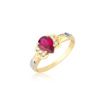 Anel De Formatura Feminino Direito Pedra Gota Ouro 18k A160 Tamanho:11Cor:Dourado