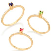 Anel de formatura feminino solitário banhado ouro 3x 24k 18k e 22k rommanel aro cravejado zircônias 512902