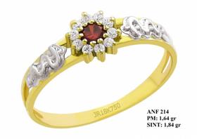 Anel de Formatura Girassol em Ouro Amarelo com Detalhes de Ouro Branco 18K Citrino e Brilhantes em Zircônia