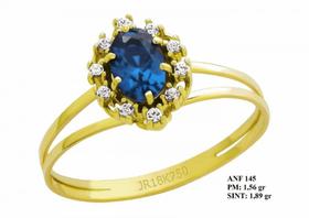 Anel de Formatura Gota em Ouro 18k com Turmalina e Brilhantes em Zircônia