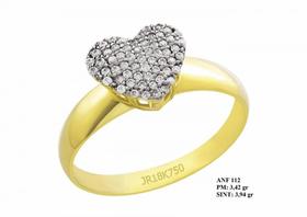 Anel de Formatura Sublime em Ouro 18k Coração em Brilhantes em Zircônia Anel de Formatura Sublime em Ouro 18k Coração em Brilhantes em Zircônia
