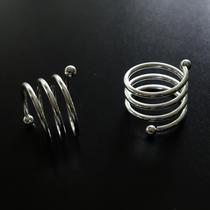 Anel de Guardanapo de Tecido em Espiral - Metal Prata, 2 lugares Anel de Guardanapo de Tecido em Espiral - Metal Prata, 2 lugares