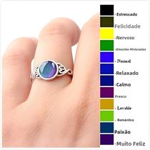 Anel de humor que muda de cor de pedra da lua, presente de joias da moda