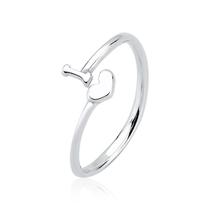 Anel de Letra e Coração Prata 925 Regulável