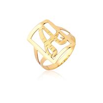 Anel De Letra Quadrado A Ouro 10k Puro