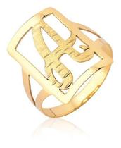 Anel De Letra Quadrado A Ouro 18k Puro