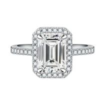 Anel De Luxo Feminino Em Prata Esterlina 925 Com Zircônia Verde Retangular Brilhante Para Festas E Anel De Luxo Feminino Em Prata Esterlina 925 Com Zircônia Verde Retangular Brilhante Para Festas E