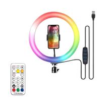 Anel De Luz LED RGB Com Controle Remoto Para Iluminação De Vídeo Em Smartphone, YouTube E Fotografia