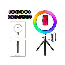 Anel De Luz RGB Regulável Com Tripé E Suporte Para Celular Para Maquiagem, Fotografia E Gravação De