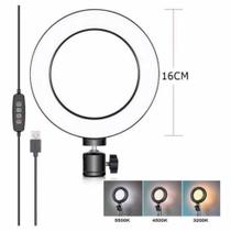 Anel de Luz Ring Light 6" LED para Maquiagem, Selfie, Vídeos com Tripé Iluminação para Selfie